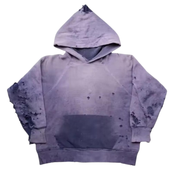 Distress ripped core street washed hoodie